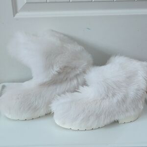 Stuart Weitzman White Faux Fur Winter Boots